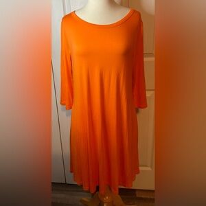 Orange Long‎ Sleeve Dress Pockets Size Large New